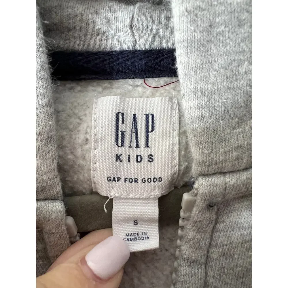 GAP Kids Boys' Full Zip Comfy Fleece Cotton Hoodie Sweatshirt Long Sleeve Gray S